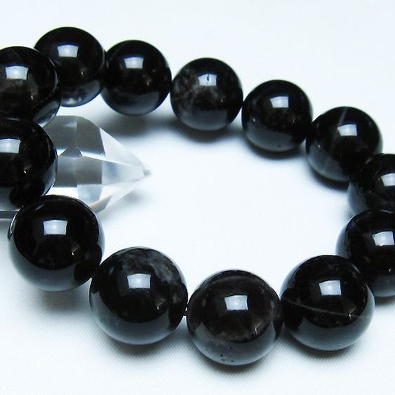 モリオン 純天然 黒水晶 ブレスレット 18mm [t112-7879]
