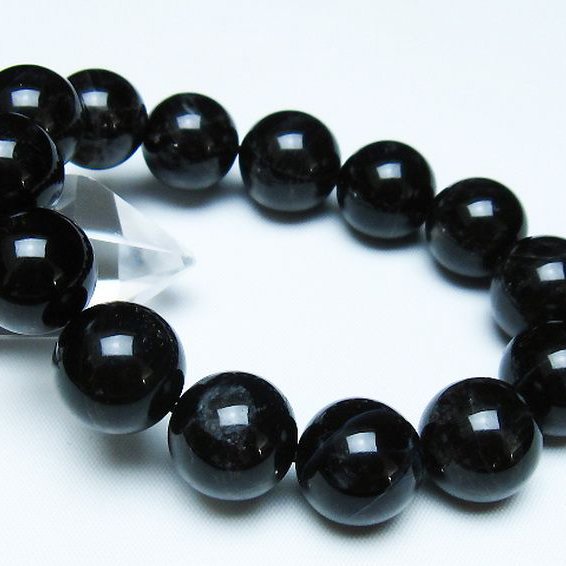 モリオン 純天然 黒水晶 ブレスレット 16mm [t112-7885]
