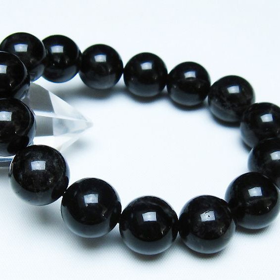 モリオン 純天然 黒水晶 ブレスレット 14mm [t112-7891]