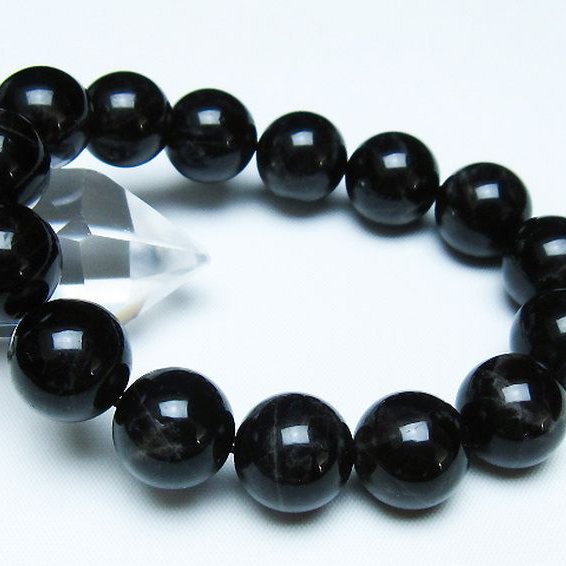 モリオン 純天然 黒水晶 ブレスレット 14mm [t112-7895]