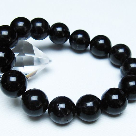 モリオン 純天然 黒水晶 ブレスレット 14mm [t112-7907]