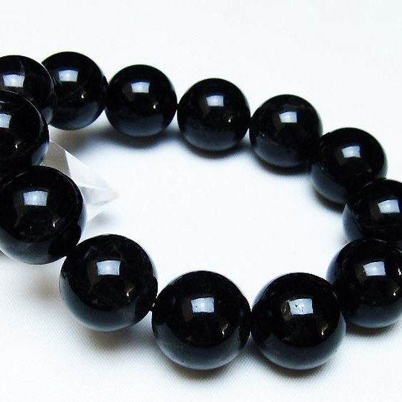 モリオン 純天然 黒水晶 ブレスレット 18mm [t112-8075]