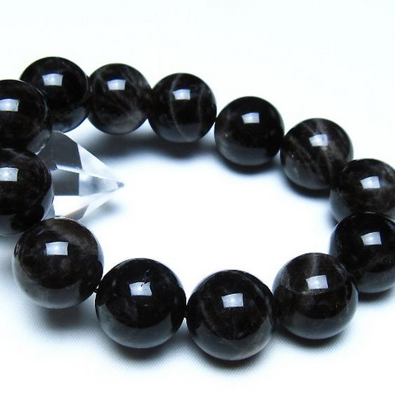 モリオン 純天然 黒水晶 ブレスレット 18mm [t112-8114]