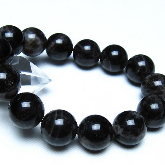 モリオン 純天然 黒水晶 ブレスレット 16mm [t112-8123]