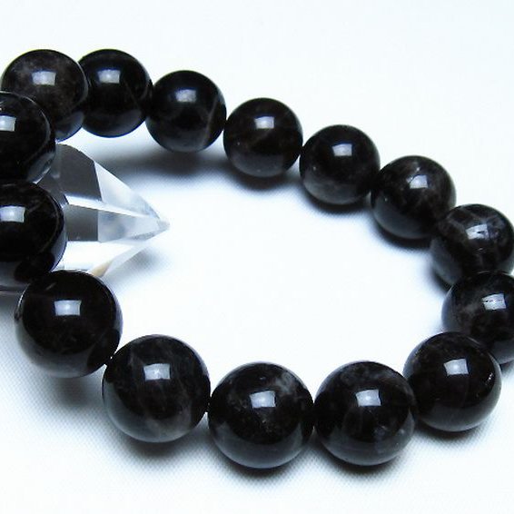 モリオン 純天然 黒水晶 ブレスレット 14mm [t112-8127]