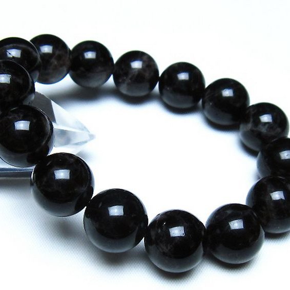 モリオン 純天然 黒水晶 ブレスレット 14mm [t112-8157]