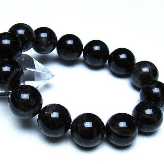 モリオン 純天然 黒水晶 ブレスレット 16mm [t112-8178]