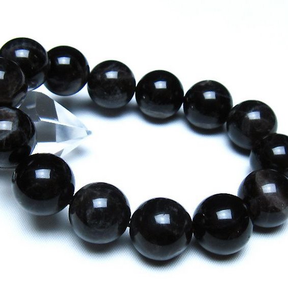 モリオン 純天然 黒水晶 ブレスレット 16mm [t112-8181]
