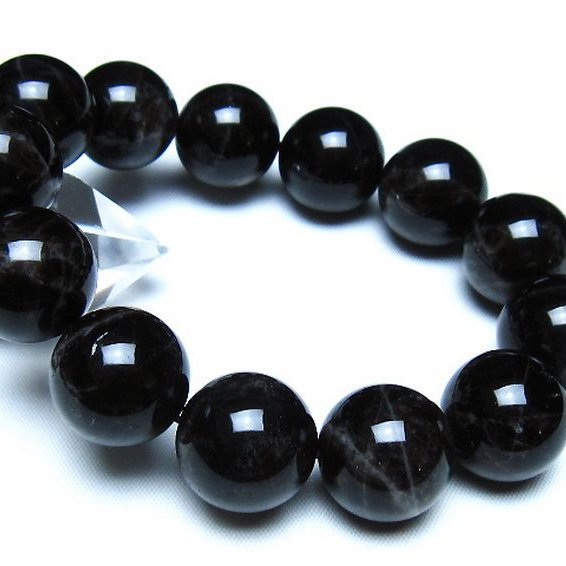 モリオン 純天然 黒水晶 ブレスレット 18mm [t112-8184]