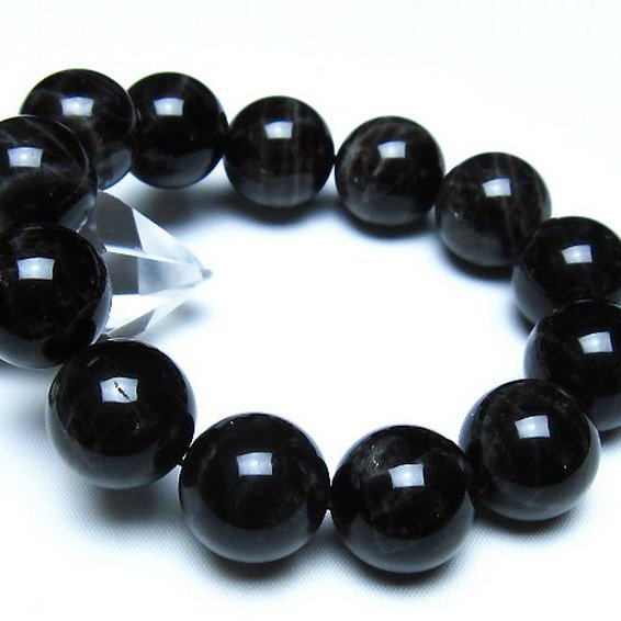 モリオン 純天然 黒水晶 ブレスレット 18mm [t112-8186]