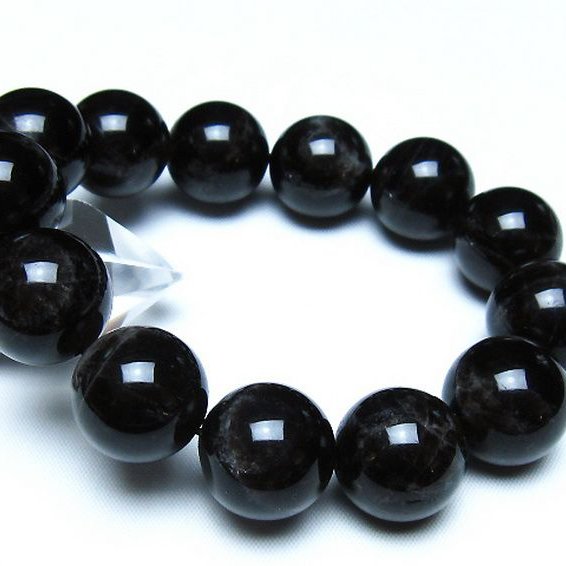 モリオン 純天然 黒水晶 ブレスレット 18mm [t112-8192]