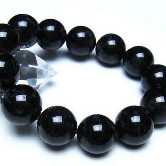 モリオン 純天然 黒水晶 ブレスレット 18mm [t112-8227]