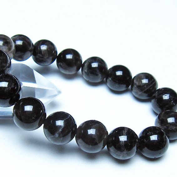 モリオン 純天然 黒水晶 ブレスレット 12mm [t112-8234]