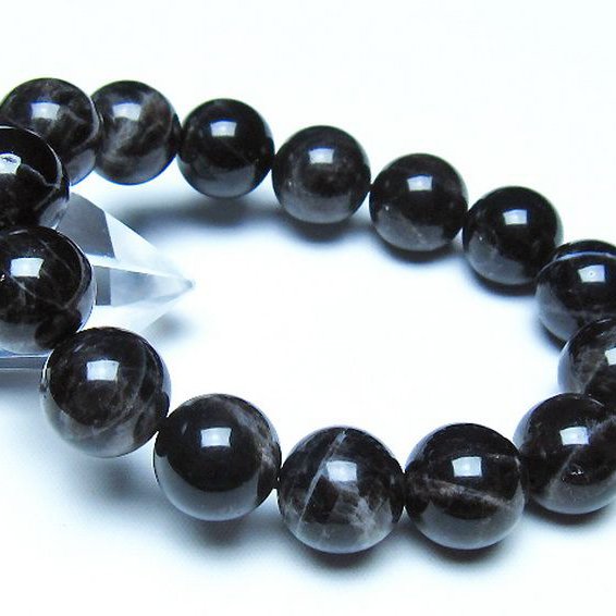 モリオン 純天然 黒水晶 ブレスレット 14mm [t112-8269]