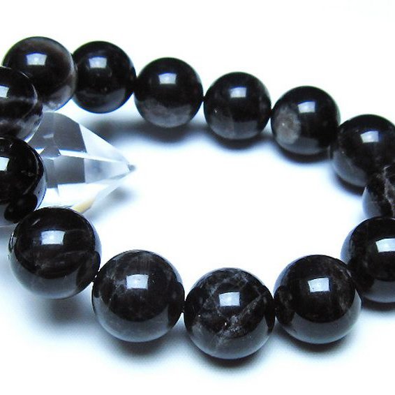 モリオン 純天然 黒水晶 ブレスレット 16mm [t112-8352]