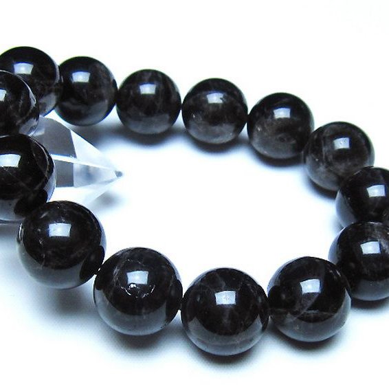 モリオン 純天然 黒水晶 ブレスレット 16mm [t112-8354]