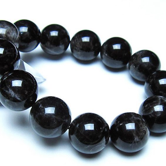 モリオン 純天然 黒水晶 ブレスレット 18mm [t112-8364]