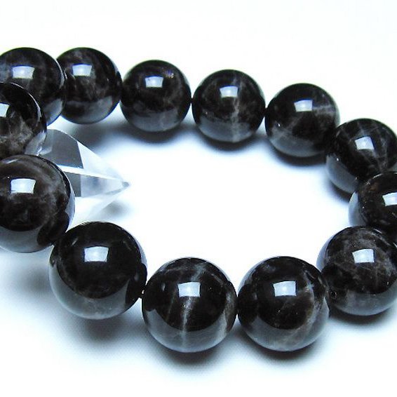 モリオン 純天然 黒水晶 ブレスレット 18mm [t112-8366]