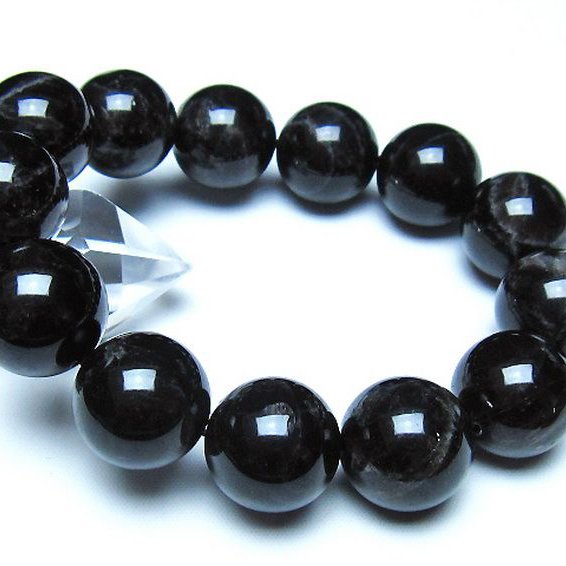モリオン 純天然 黒水晶 ブレスレット 18mm [t112-8370]