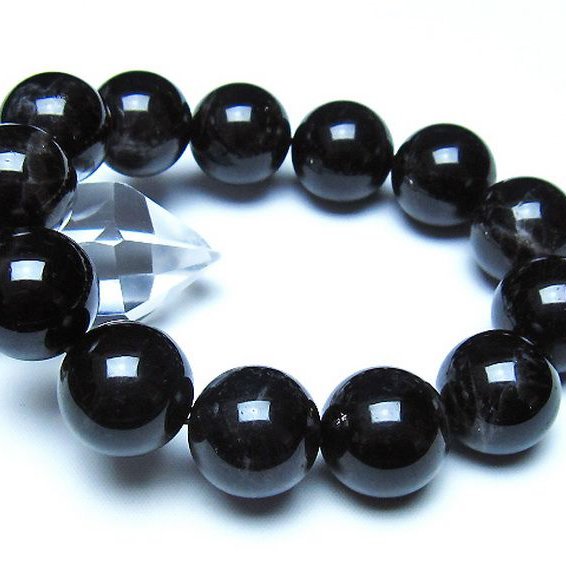 モリオン 純天然 黒水晶 ブレスレット 18mm [t112-8375]