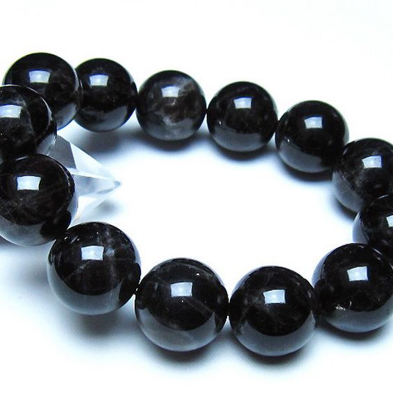 モリオン 純天然 黒水晶 ブレスレット 18mm [t112-8380]