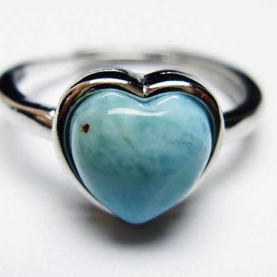 ラリマーハート 指輪 (14号)[t113-12843]