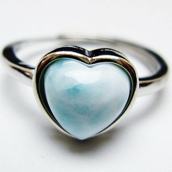 ラリマーハート 指輪 (16号)[T113-13037]