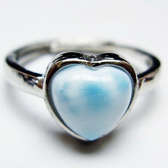 ラリマーハート 指輪 (14号) [t113-13129]