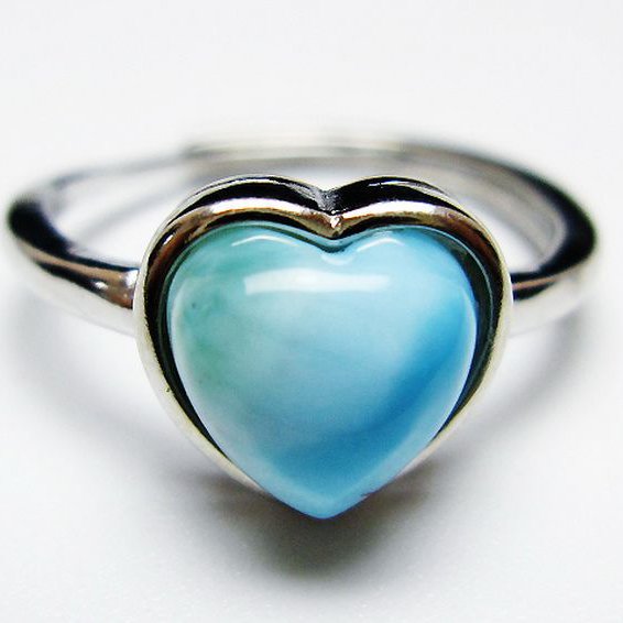 ラリマーハート 指輪 (15号) [t113-13143]