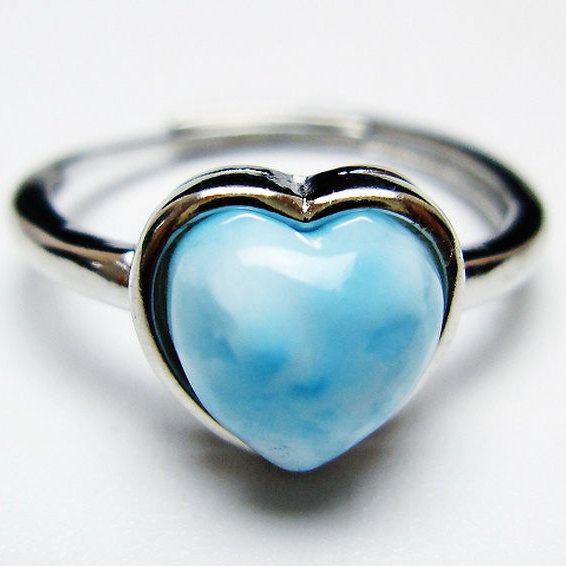 ラリマーハート 指輪 (16号)[t113-13155]