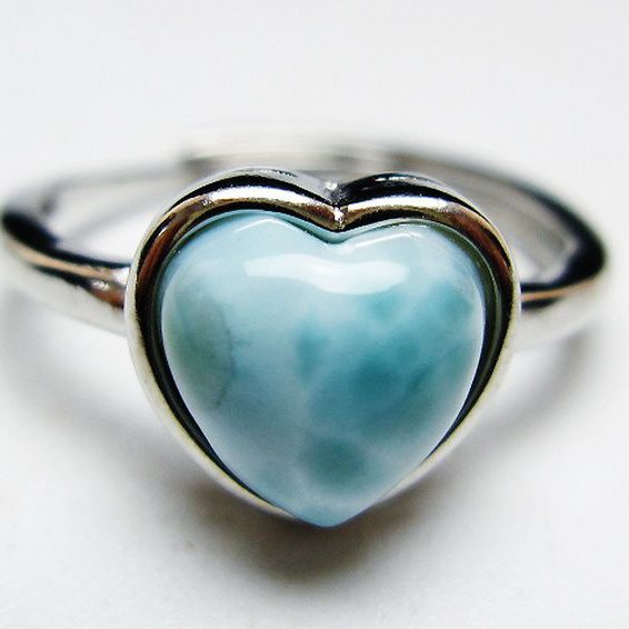 ラリマーハート 指輪 (16号) [t113-13313]