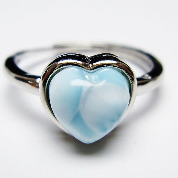 ラリマーハート 指輪 (16号) [t113-13453]