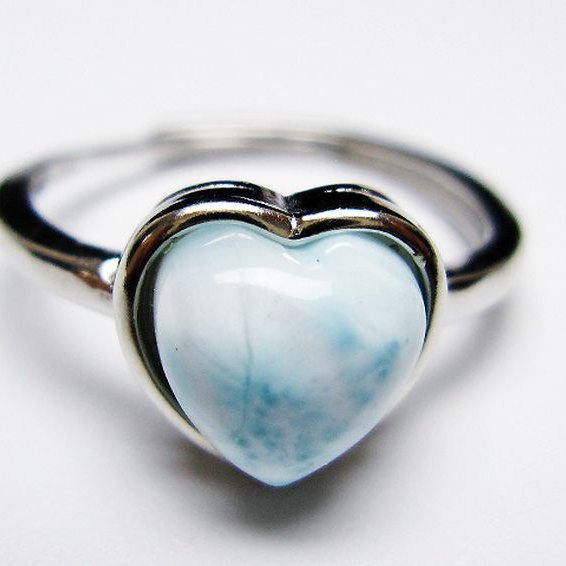 ラリマーハート 指輪 (15号) [t113-13466]