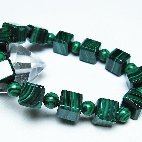 マラカイト キューブ ブレスレット [T115-4003]