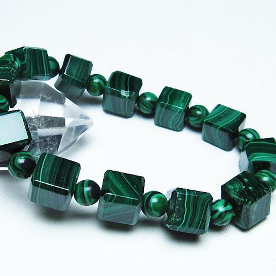 マラカイト キューブ ブレスレット [t115-4004]