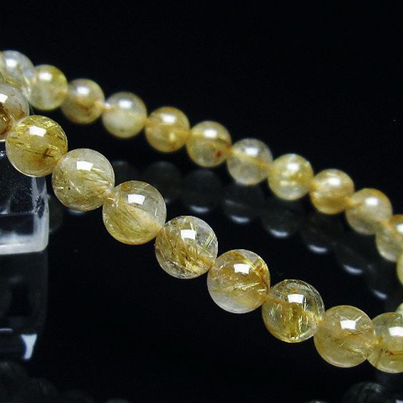 ゴールドタイチンルチル ブレスレット 7mm [t116-12096]