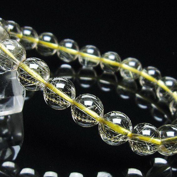 ゴールドタイチンルチル ブレスレット 8mm [t116-12141]