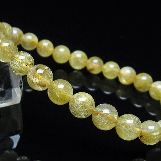 ゴールドタイチンルチル ブレスレット 7mm [T116-12168]