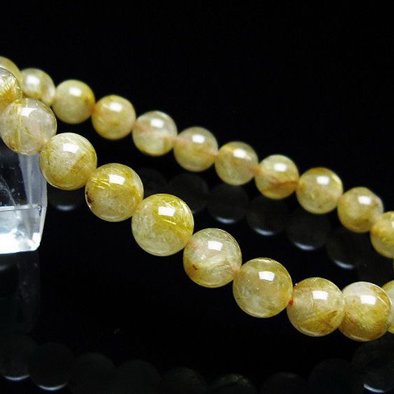 ゴールドタイチンルチル ブレスレット 7mm [T116-12182]