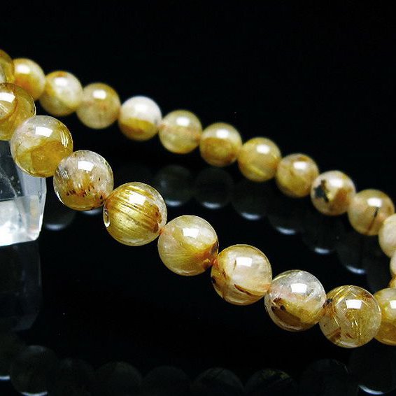 ゴールドタイチンルチル ブレスレット 7mm [T116-12191]