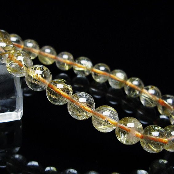 ゴールドタイチンルチル ブレスレット 8mm [t116-12227]