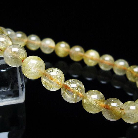 ゴールドタイチンルチル ブレスレット 7mm [T116-12266]