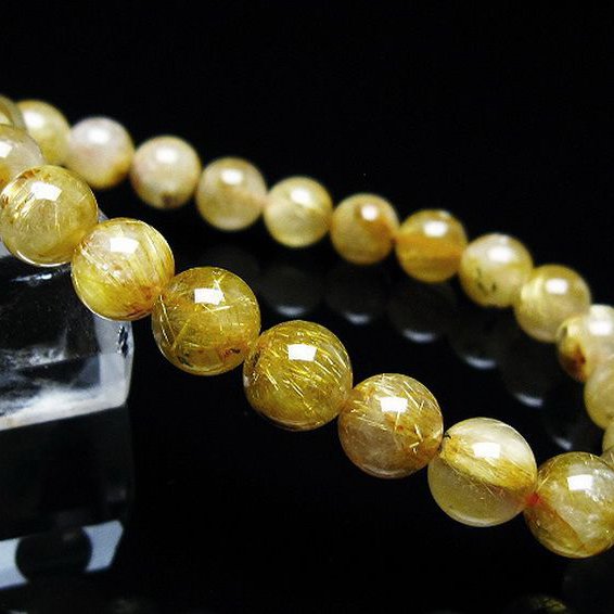 ゴールドタイチンルチル ブレスレット 8mm [t116-12280]