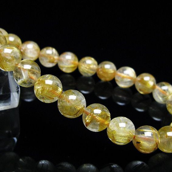 ゴールドタイチンルチル ブレスレット 8mm [t116-12282]