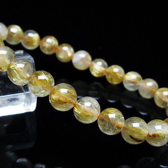 ゴールドタイチンルチル ブレスレット 7mm [T116-12298]