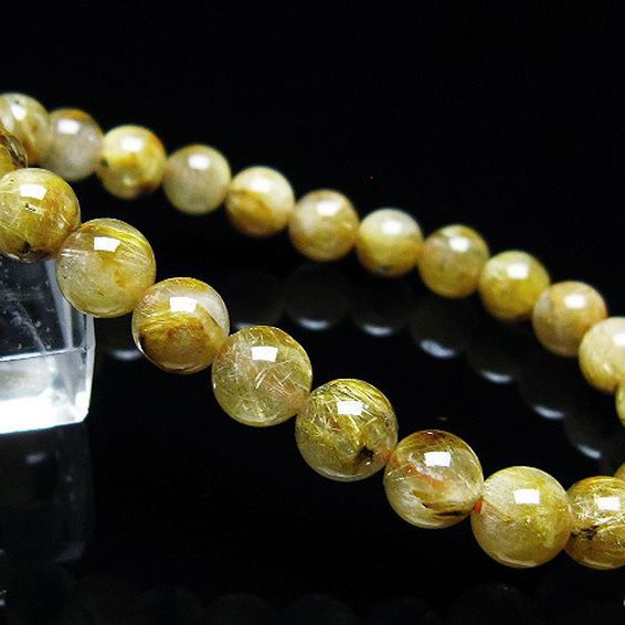 ゴールドタイチンルチル ブレスレット 7mm [t116-12299]