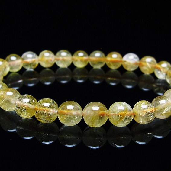 ゴールドタイチンルチル ブレスレット 7mm [T116-12302]