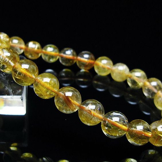 ゴールドタイチンルチル ブレスレット 8mm [t116-12333]