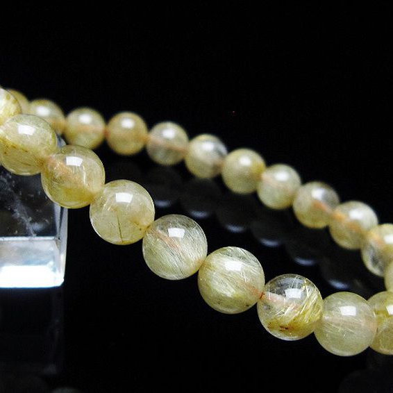 ゴールドタイチンルチル ブレスレット 7mm [T116-12366]