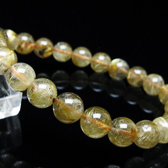 ゴールドタイチンルチル ブレスレット 8mm [T116-12369]